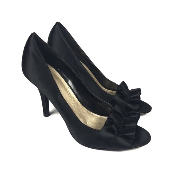 Tahari Shoes - Tahari Sloan Satin Ruffle Peep Toe Pump